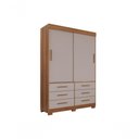 Ver imagem 2 de Guarda Roupa New Star 2 Portas 6 Gavetas sem Espelho Salleto Cinamomo/off White