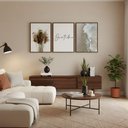 Ver imagem 7 de Kit 3 Quadros Boho Bege Mar Gratidão Moldura Tabaco