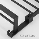 Ver imagem 3 de Toalheiro Duplo Alumínio Porta Toalha 2 Prateleiras Black Banho Suporte Retrátil Dobrável Parede