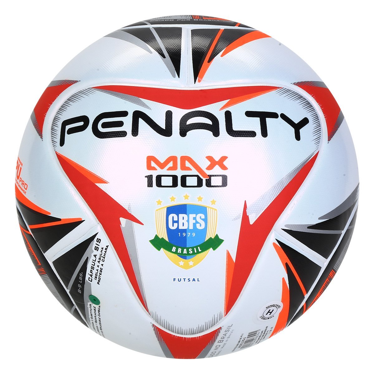 Bola de Futsal Penalty Max 1000 X;Cor: Branco+Preto;Tamanho:Único;Gênero:Unissex;