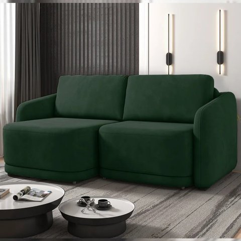 Sofá Cama Modulado Retrátil e Reclinável Decorativo Varsóvia 216cm Veludo Verde G33 - Gran Belo