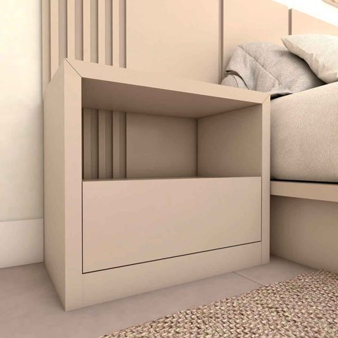 Mesa de Cabeceira Personalizada Quarto com 1 Gaveta 100% MDF:Titânio