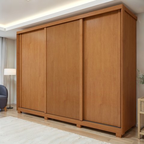 Guarda Roupa  Ollie 3 Portas 6 Gavetas 6 Prateleiras 100% MDF com Pés