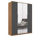 Ver imagem 1 de Guarda-Roupa Roupeiro de Casal Florença 4 Portas com Espelho Amêndola/Grafito