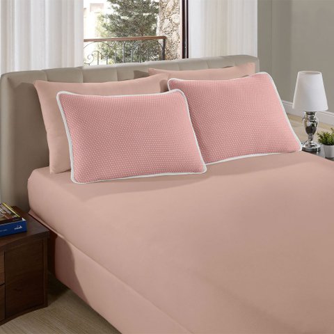 Jogo de Cama Queen Size 100% Algodão Estampado 3pçs Ciranda Blush II Vivaldi Premium Sul Brasil
