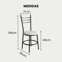 Ver imagem 3 de Kit 2 Cadeiras em Ferro Estofada Resistente Aconchegante Cozinha Oferta Estrutura Preta Liz:Branco