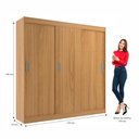 Ver imagem 4 de Guarda Roupas Casal Lisboa 3 Portas de Correr e 2 Gavetas - Cinnamomo Cinnamomo