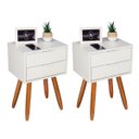 Ver imagem 1 de KIT Mesa De Cabeceira Retro COM 2 GAVETAS DE 30 Pé CASTANHO ENVIO MONTADA