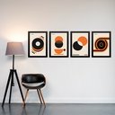 Ver imagem 2 de Kit 4 Quadros Artes Bauhaus Laranja Bege Preto 45x34cm:moldura Preta