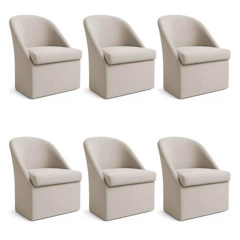 Kit 6 Poltronas Decorativas Malli Linho - Pallazio Cor:Bege
