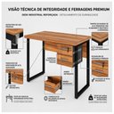 Ver imagem 4 de Mesa Escritório Pé Quadro 1,70x0,70m c/ Gavetas Nogal Sevilha/Preto 24475