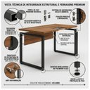 Ver imagem 6 de Mesa Escritório Pé Quadro 1,70x0,70m c/ Gavetas Nogal Sevilha/Preto 24475