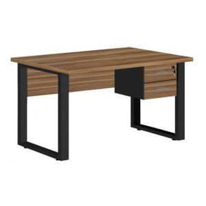 Mesa Escritório PÉ QUADRO 1,70x0,70m - C/ Gavetas - NOGAL SEVILHA/PRETO - 24475