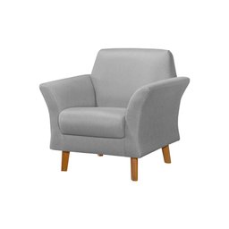 Poltrona Retrô Pés em Madeira Maciça Jamaica Linho Cinza - 2