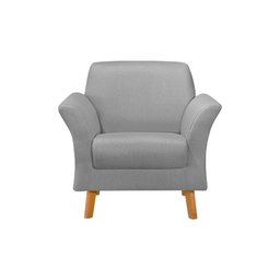 Poltrona Retrô Pés em Madeira Maciça Jamaica Linho Cinza - 3