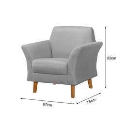 Poltrona Retrô Pés em Madeira Maciça Jamaica Linho Cinza - 5