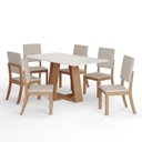 Ver imagem 2 de Conjunto Sala de Jantar Mesa Lins 160 cm Canto Reto com 6 Cadeiras Milla Henn