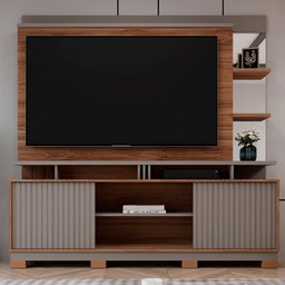 Estante Home Denver 180cm Grigio Fosco/cinamomo Mel para Tv até 60” - Mobler - 2