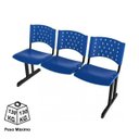 Ver imagem 3 de Kit 02 Cadeiras Longarinas Plásticas 03 Lugares - Cor Azul - Realplast - 23009