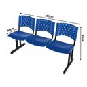 Ver imagem 2 de Kit 02 Cadeiras Longarinas Plásticas 03 Lugares - Cor Azul - Realplast - 23009