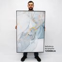 Ver imagem 2 de Quadro Decorativo em Canvas Abstrato Mármore Azul Suave TaColado Moldura Flutuante 4,5cm Freijó 120