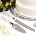 Ver imagem 1 de Kit Faca Espátula Bolo Pães Torta Aço Inox Cabo Acrílico para Servir - Cortar Bolo Torta Festa Anive