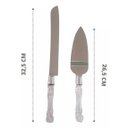 Ver imagem 4 de Kit Faca Espátula Bolo Pães Torta Aço Inox Cabo Acrílico para Servir - Cortar Bolo Torta Festa Anive