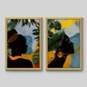 Conjunto de 2 Quadros Abstratos Floral Orgânico Mullher Etnica - 2 Quadros 30x20cm - Moldura Padrão  - 1