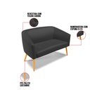 Ver imagem 5 de Kit 01 Namoradeira 02 Lugares e 02 Poltronas Stella Corino Preto Pés Palito Castanho - D’Rossi