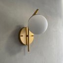 Ver imagem 4 de Kit 2 Arandelas de Parede Inclinada Dourado com Vidro Globo Fosco 12cm para Sala, Quarto, Cabeceira