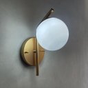 Ver imagem 2 de Kit 2 Arandelas de Parede Inclinada Dourado com Vidro Globo Fosco 12cm para Sala, Quarto, Cabeceira