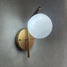 Kit 2 Arandelas de Parede Inclinada Dourado com Vidro Globo Fosco 12cm para Sala, Quarto, Cabeceira - 2