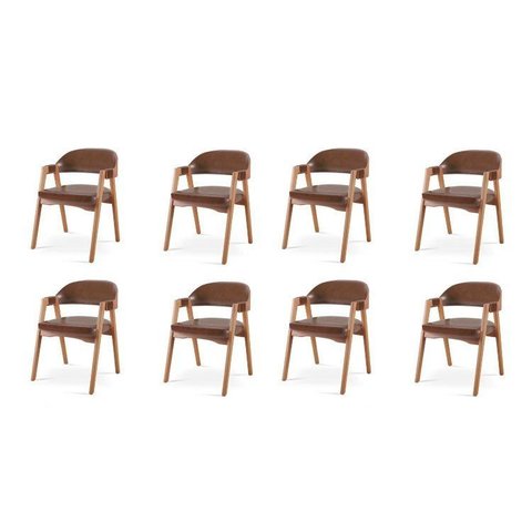 Kit 8 Cadeiras para Mesa de Jantar Gaia Yescasa Marrom