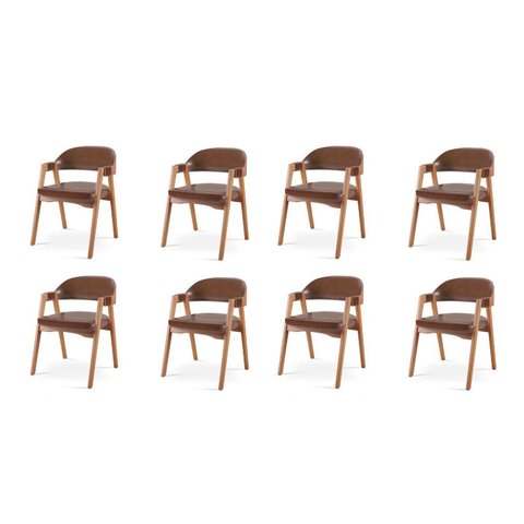 Kit 8 Cadeiras para Mesa de Jantar Gaia Yescasa Marrom