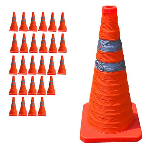 Cone Retratil Sinalizador Kit 27 Uni Viario Baliza Portatil Estrada Obra Flexivel Rodovia Segurança 