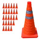 Ver imagem 1 de Cone Retratil Sinalizador Kit 27 Uni Viario Baliza Portatil Estrada Obra Flexivel Rodovia Segurança 