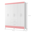 Ver imagem 3 de Guarda Roupa Meraki 6 Portas Branco Rosa