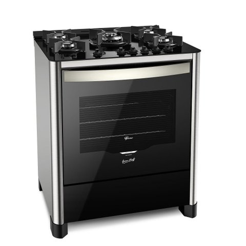 Fogão de Piso Fischer 5 Bocas Tc Gran Chef com Grill Preto e Inox - 127 Volts