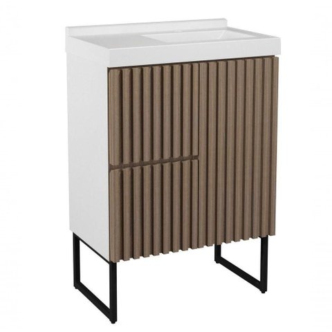 Gabinete para Banheiro com Pé Ferrara 80 Cm Branco/jequitiba