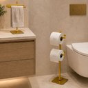 Ver imagem 2 de Porta Papel Higiênico de Chão e Toalha Lavabo Dourado Oslo.D