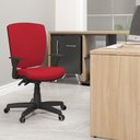 Ver imagem 2 de Kit 02 Cadeiras Escritório Diretor Office Giratória Preto Alta Flexi P03 Poliéster Vermelho - 