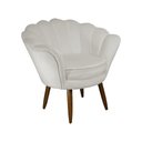Ver imagem 1 de Poltrona Decorativa Pétala Couro Bege Pés Madeira Mz Decor