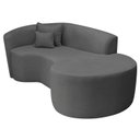 Ver imagem 6 de Recamier Curvo Orgânico 180cm 3 Lugares Lado Direito para Sala de Estar Linho Londres Cinza Escuro