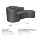 Ver imagem 3 de Recamier Curvo Orgânico 180cm 3 Lugares Lado Direito para Sala de Estar Linho Londres Cinza Escuro