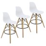 Kit 3 Banquetas Charles Eames Eiffel Wood Design Base Fixa Madeira - Branca - 1