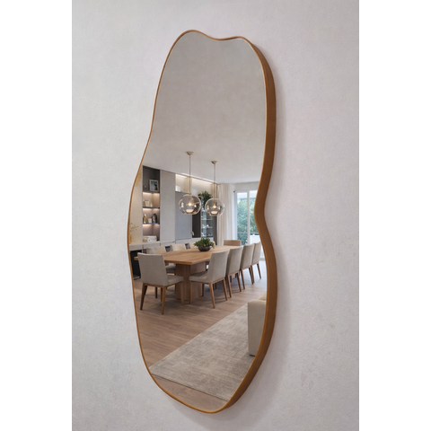 Espelho Orgânico Lyo 50x90 com Moldura Couro Caramelo