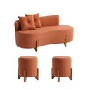 Ver imagem 2 de Conjunto Sofá Curvo Orgânico + 02 Puff Luna Boucle Terracota - Montanaris Decor