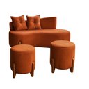 Ver imagem 1 de Conjunto Sofá Curvo Orgânico + 02 Puff Luna Boucle Terracota - Montanaris Decor