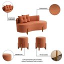 Ver imagem 3 de Conjunto Sofá Curvo Orgânico + 02 Puff Luna Boucle Terracota - Montanaris Decor