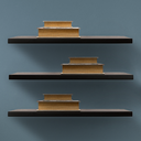 Ver imagem 1 de Prateleiras Kit 3 Peças Madeira Maciça Eucalipto C Suporte Invisível 80 Cm X 20 Cm Cor Preta